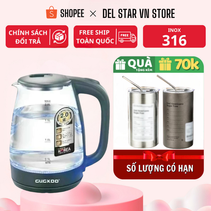 ST16 Ấm Siêu Tốc Thủy Tinh Đèn LED 2 Lít GUGKDD GD-ST16  - BH12 Tháng