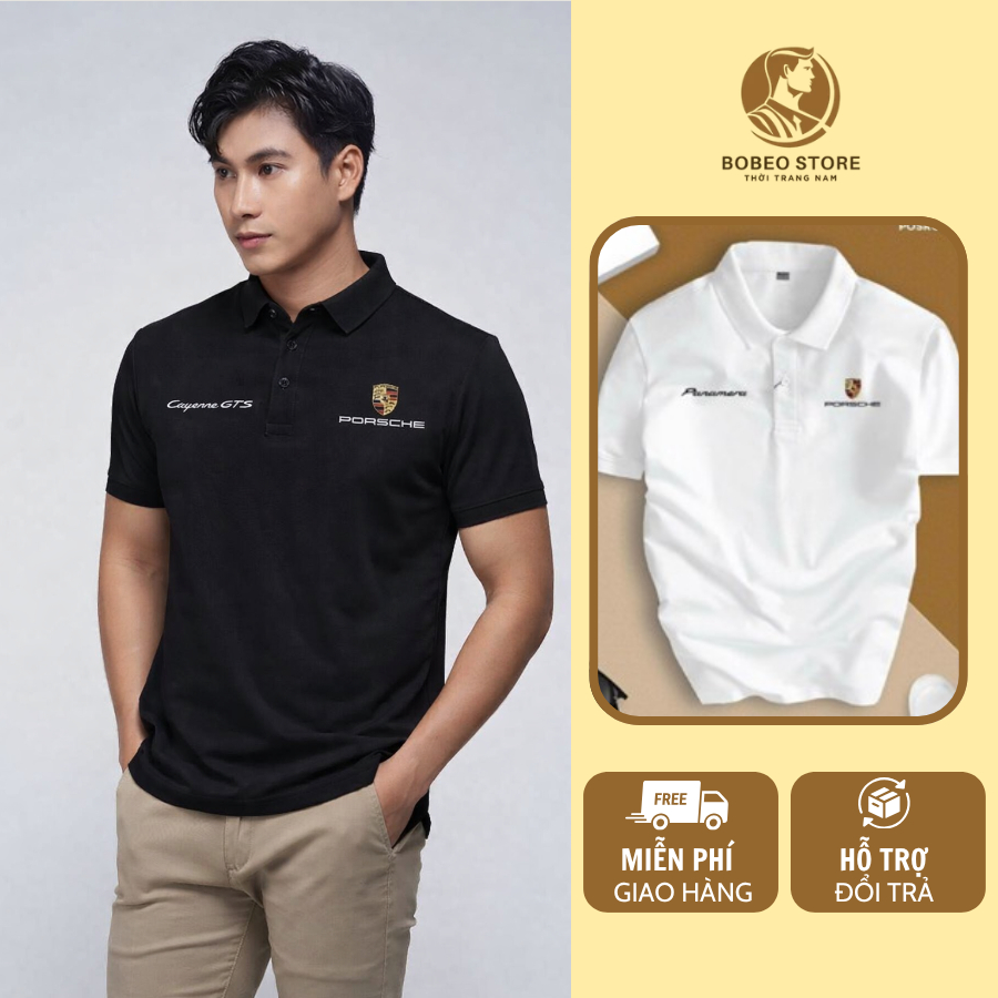 Áo Polo Nam Cổ Bẻ Porsche Chất CVC, Porsche 911 Phong Cách Sang Trọng Đẳng Cấp, Thanh Lịch