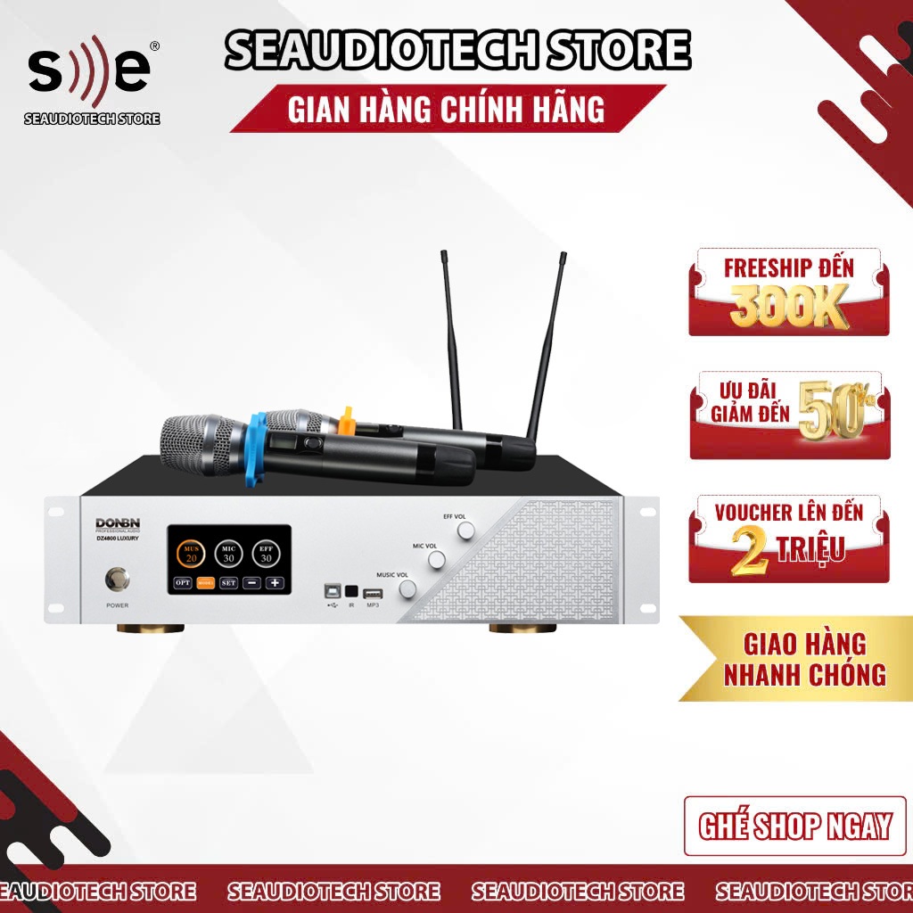 Cục Đẩy 4 Kênh liền vang mic DONBN DZ4800 LUXURY💥CHÍNH HÃNG💥 Màn Hình Cảm Ứng, Mic Hay, Chống Hú tốt