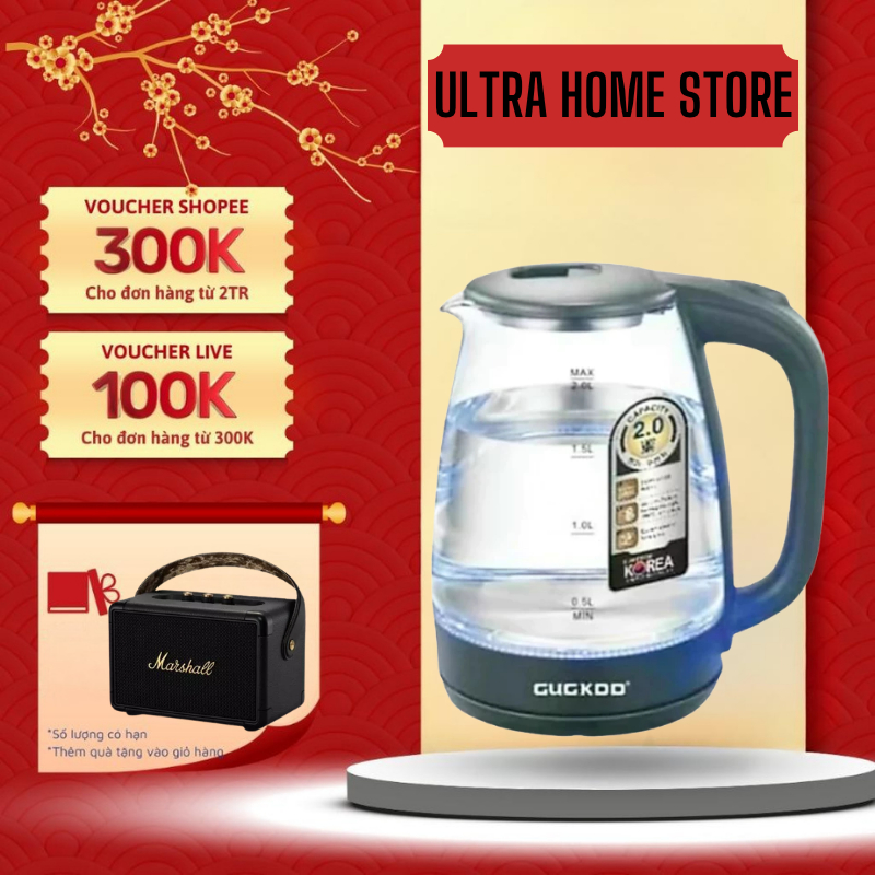 ST16 Ấm Siêu Tốc Thủy Tinh Đèn LED 2 Lít GUGKDD GD-ST16  - BH12 Tháng