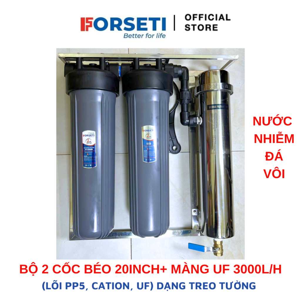 Bộ Lọc Tổng Đầu Nguồn Màng Lọc PVDF Công suất lọc 3000L/H Và Cốc Béo 20inch LÕI PP, CTO BÉO/CATION BÉO gia đình chung cư | BigBuy360 - bigbuy360.vn