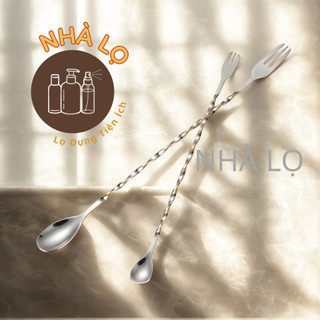 Thìa Khuấy Inox 304 2 Đầu 26–32cm | Muỗng Khuấy Pha Chế Trà Sữa, Bartender Cao Cấp
