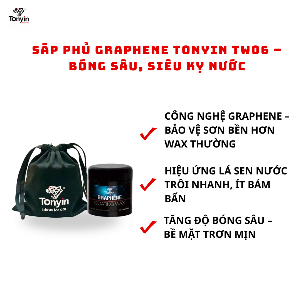 Sáp phủ bóng bề mặt sơn công nghệ Graphene Tonyin TW06 200g_GRAPHENE COATING WAX