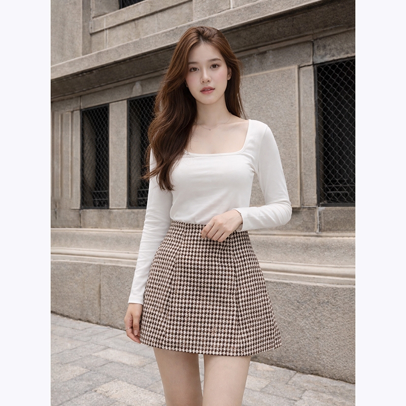 Chân váy chữ A dạ tweed MOOLYS basic MK002