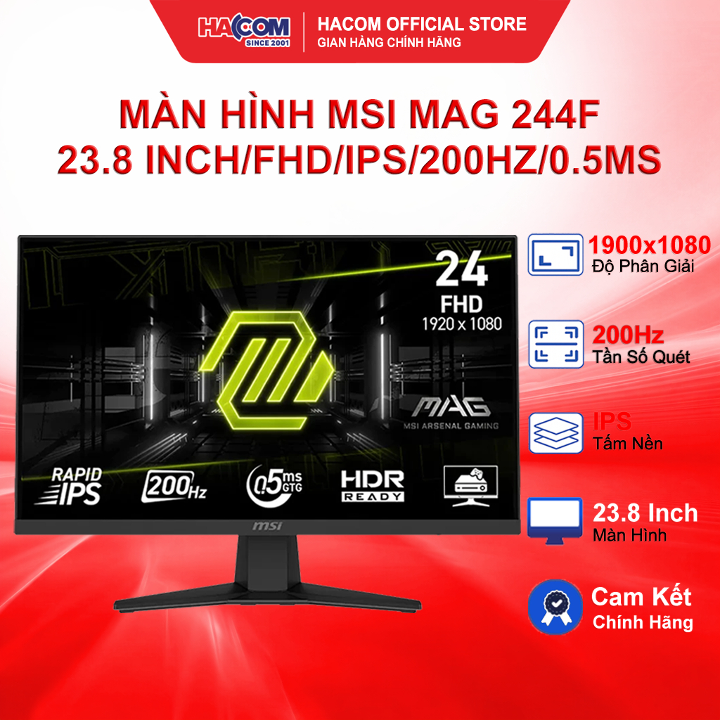 Màn hình MSI MAG 244F (23.8 inch/FHD/IPS/200Hz/0.5ms) - BH 36 Tháng HACOM PC