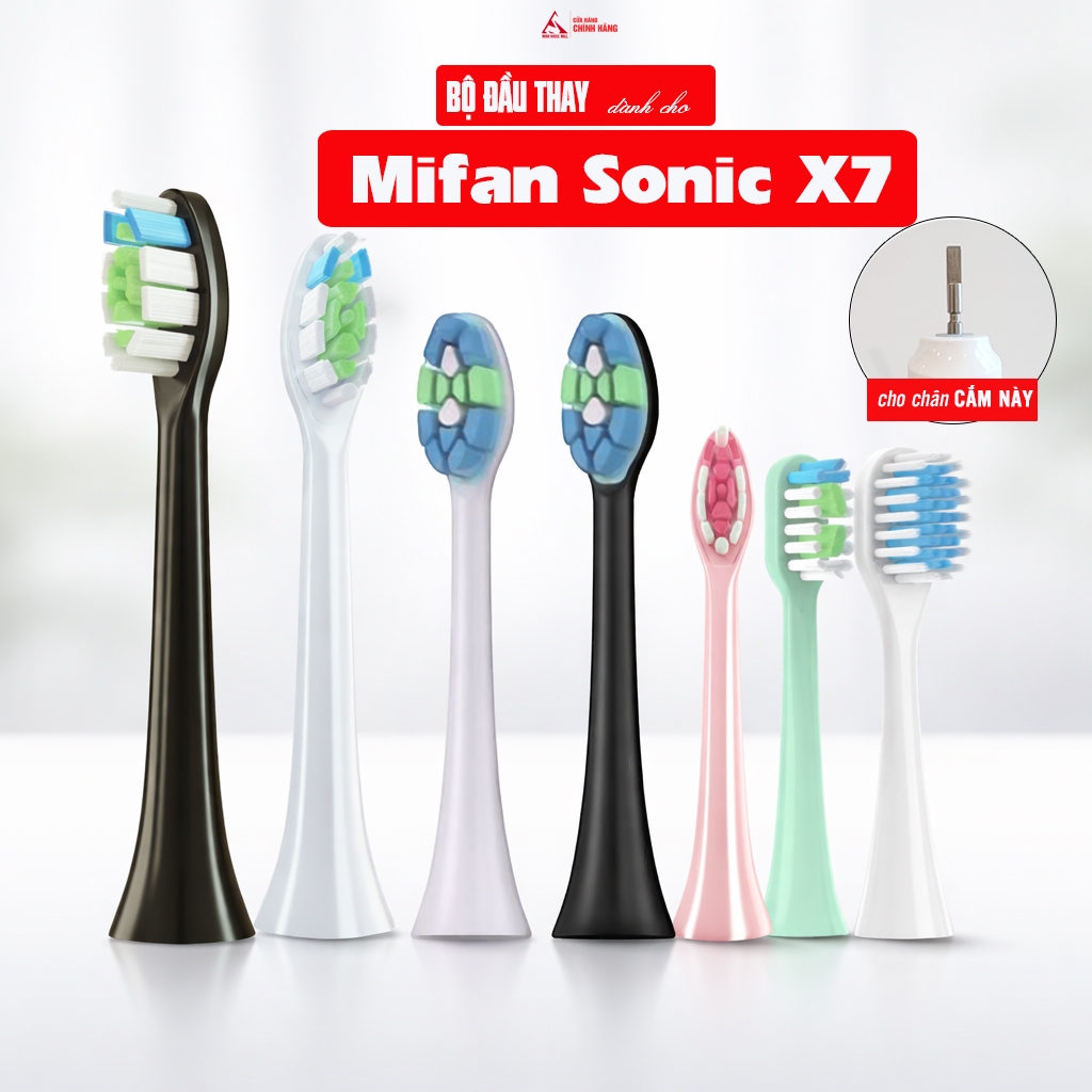Cho máy Mifan Sonic X7 set 2 đầu bàn chải đánh răng điện thay thế và Giá treo, Hộp đựng Minh House