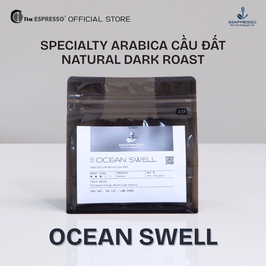 Cà phê đặc sản Ocean Swell, 100% Specialty Arabica Cầu Đất Lâm Đồng, Natural Dark Roast