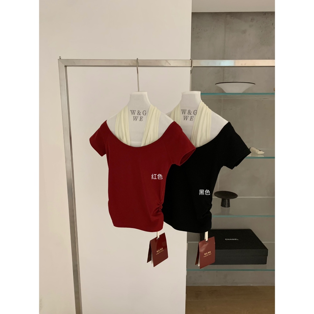 Áo Thun Trễ Vai Nữ WGWE Studio Phối Yếm Ôm Body – Áo Kiểu Hàn Quốc Gợi Cảm Tôn Dáng 9140 | BigBuy360 - bigbuy360.vn
