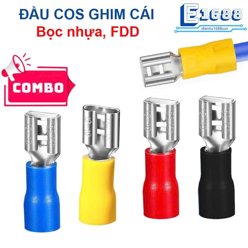 [Giá sỉ] (50 cái) Đầu cos ghim dẹp cái, cos ghim capa bọc nhựa FDD