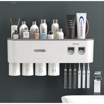 Bộ 2 Nhả Kem Đánh Răng Tự Động OENON nhựa ABS - Kèm Cốc Và Miếng Dán Tường