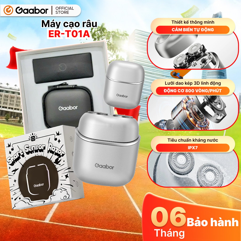 Máy cạo râu Gaabor ER-T01 đầu cạo 3D ôm vòng, chống nước IPX7 nhỏ gọn dễ dàng mang đi - quà tặng nam