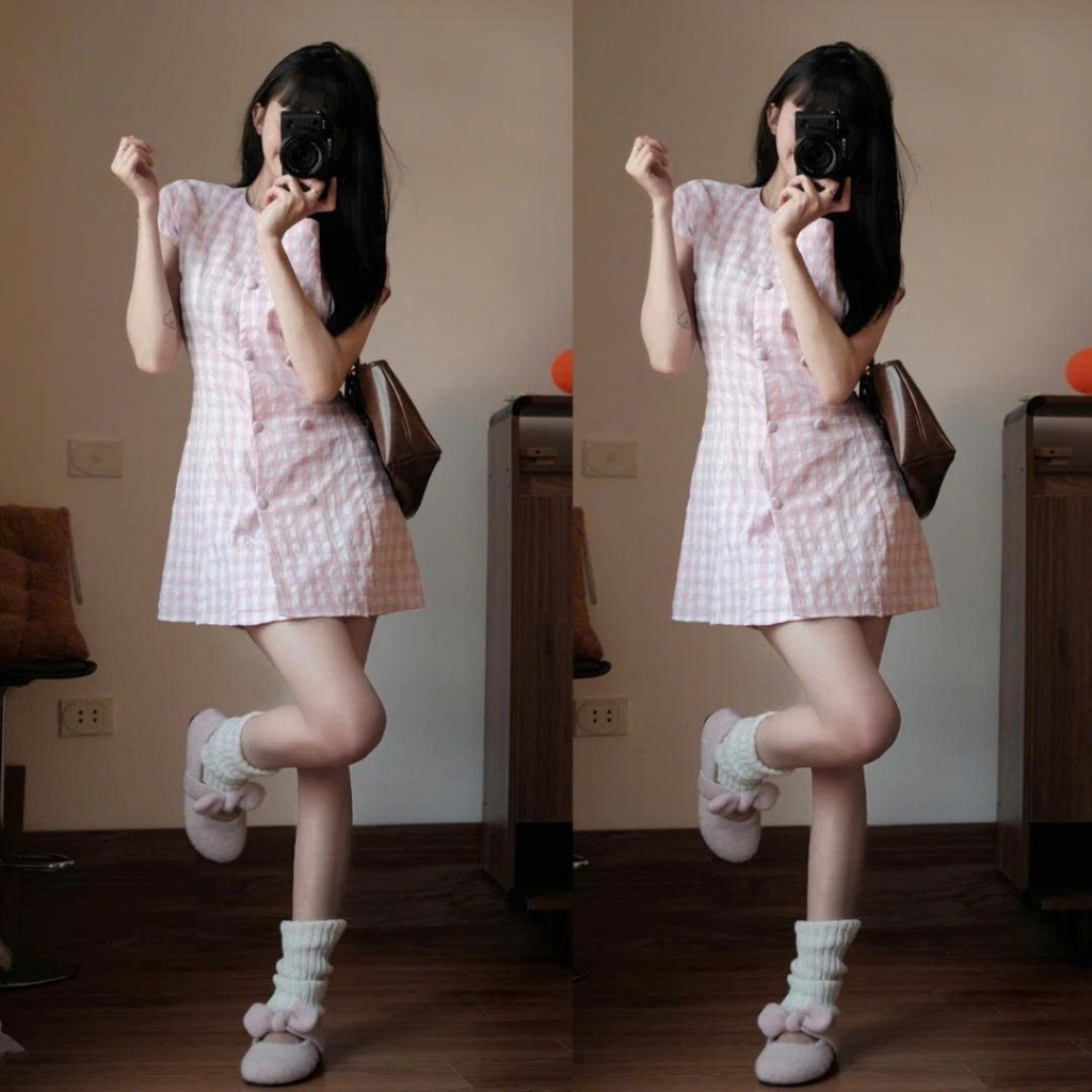 3 𝙏𝒉𝙖𝒐𝙫𝒊_𝑼𝙡𝒍𝙯𝒂𝙣𝒈// Váy Kẻ Caro Nữ Cúc Bọc Dáng Suông hè - Đầm Caro Hàn Quốc Ulzzang Chất Liệu Mát Siêu Dễ Thương | BigBuy360 - bigbuy360.vn