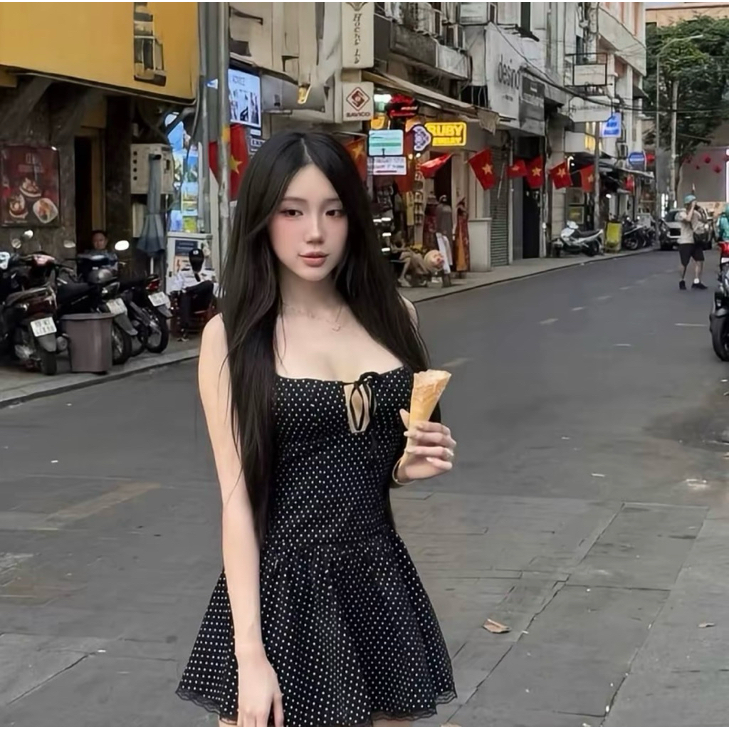 ( 𝐁𝐈𝐆𝐒𝐈𝐙𝐄 𝐒 => 𝐗𝐋 ) 𝐕𝐍𝟖𝟕  Váy “𝟐𝐒 𝐜𝐡𝐚̂́𝐦 𝐛𝐢“ mùa hè thắt dây tôn v1 phù hợp đi biển, dạo phố by CarrotShop | BigBuy360 - bigbuy360.vn