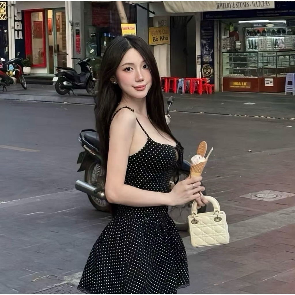 ( 𝐁𝐈𝐆𝐒𝐈𝐙𝐄 𝐒 => 𝐗𝐋 ) 𝐕𝐍𝟖𝟕  Váy “𝟐𝐒 𝐜𝐡𝐚̂́𝐦 𝐛𝐢“ mùa hè thắt dây tôn v1 phù hợp đi biển, dạo phố by CarrotShop | BigBuy360 - bigbuy360.vn