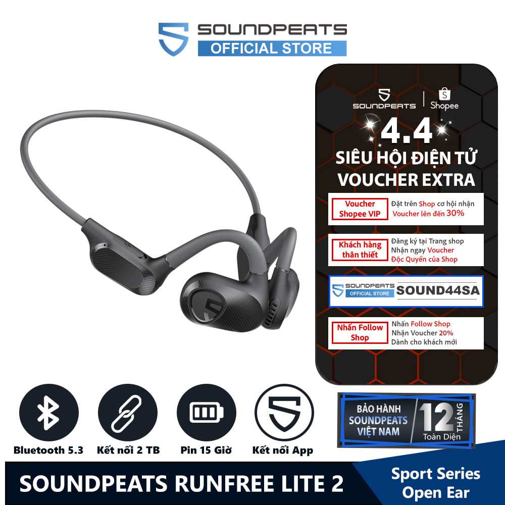 Tai nghe Bluetooth Open Ear SoundPEATS RunFree Lite 2 Dual ENC Bluetooth 5.3 | BigBuy360 - bigbuy360.vn