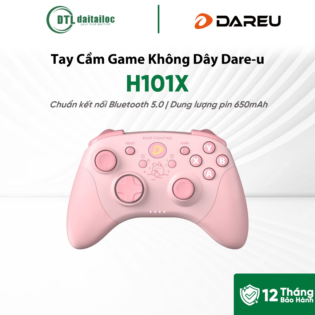 Tay cầm game không dây Dare-u H101X Pink | Chính hãng | Bảo hành 12 tháng