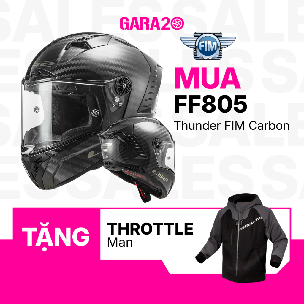 [MUA 1 TẶNG 1] Mũ Bảo Hiểm Fullface LS2 FF805 Thunder GP Racing Carbon Chuẩn Đua FIM Đi Mô Tô PKL [C