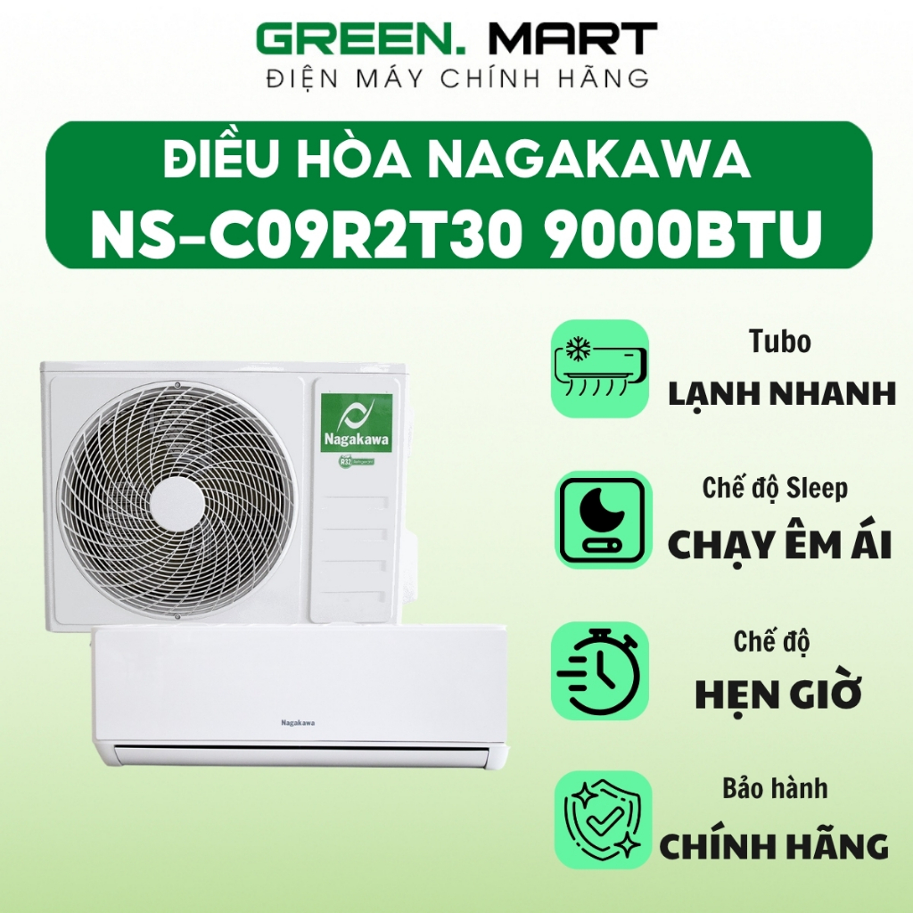 Điều hòa 1 chiều Nagakawa NS-C09R2T30 | Điều hòa Nagakawa chế độ Eco tiết kiệm năng lượng