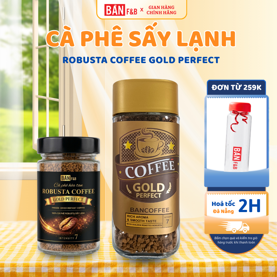 Cà Phê Sấy Lạnh Robusta, Cafe Sấy Lạnh Hoà Tan Không Đường Nguyên Chất Bản Cà Phê Bản F&B 100g