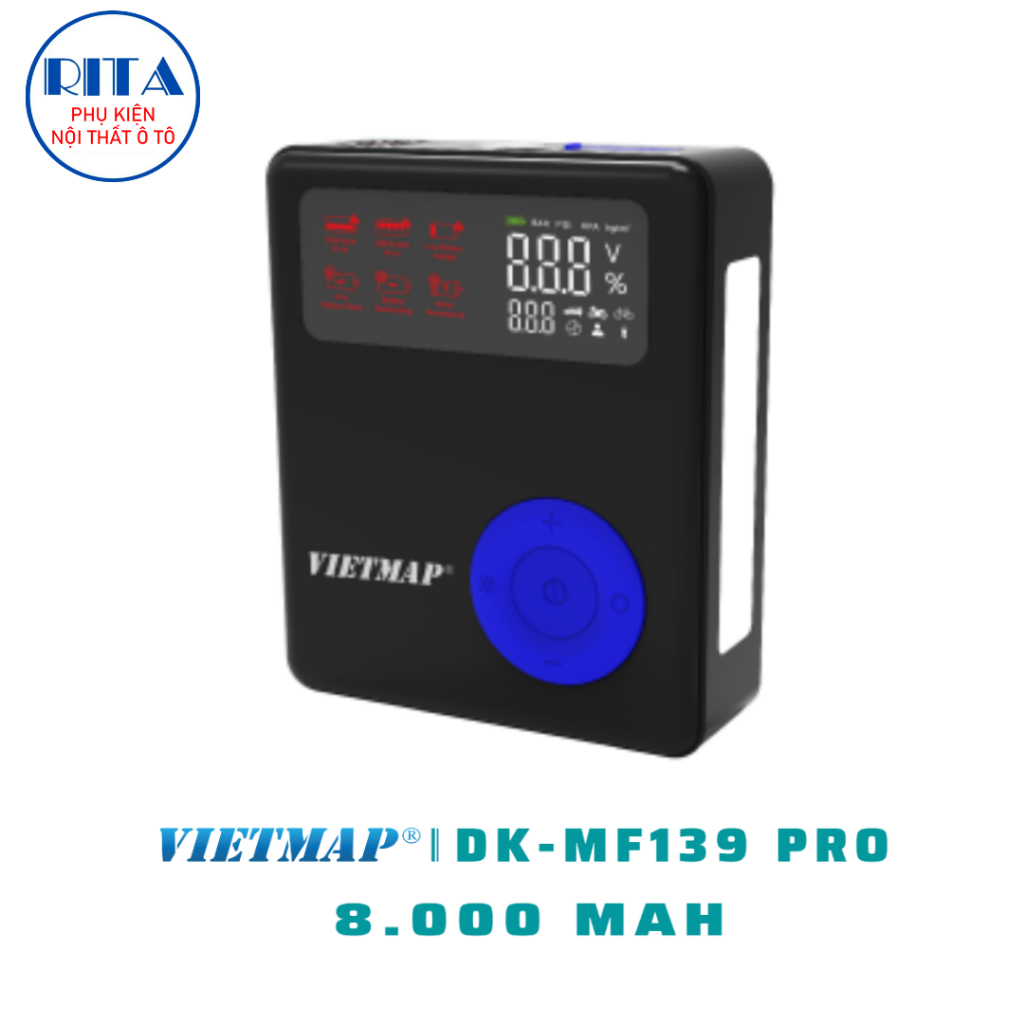 Bơm Lốp Kích Bình Vietmap DK-MF139 Pro - Bản 8.000mAh - Hàng Chính Hãng Vietmap - Bảo Hành 1 Năm