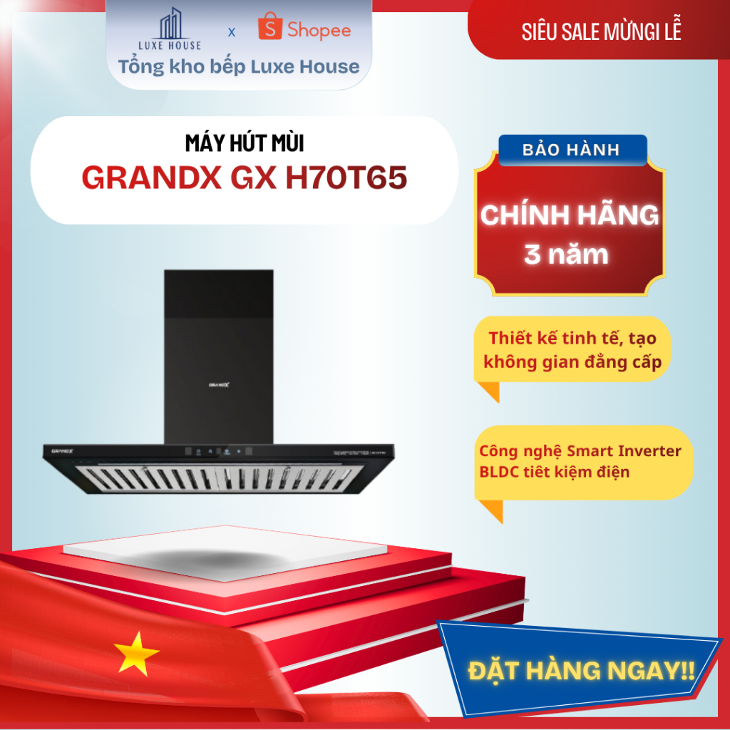 Máy Hút Mùi GrandX GX H70T65 - Lắp đặt tại nhà - Bảo hành hãng