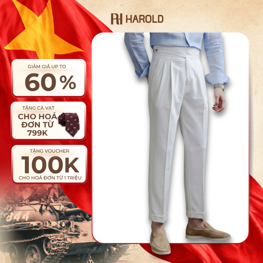 [Premium] Quần Âu Nam Cạp Cao Ống Suông Cao Cấp Harold Gurkha Season 5 Vải Thoáng Mát, Chống Nhăn, Đ