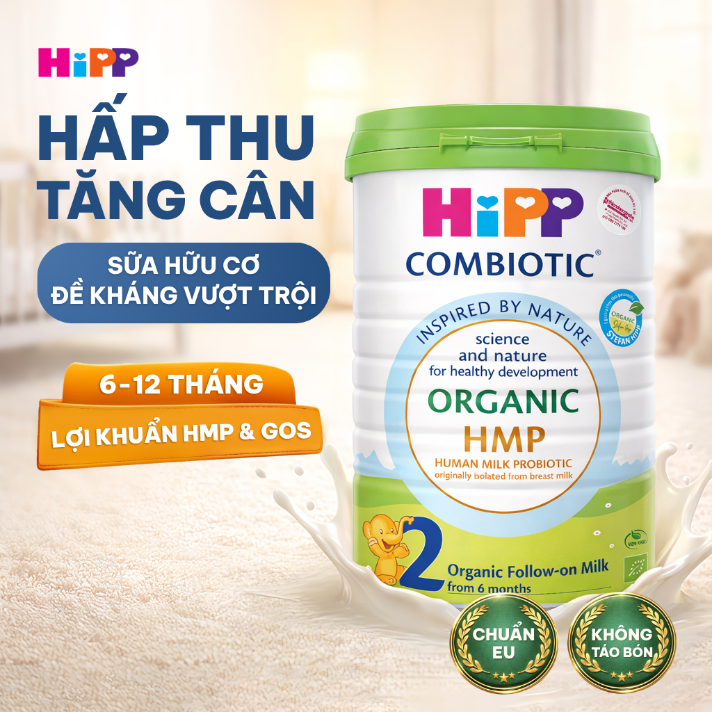 Sữa bột công thức HiPP 2 Organic Combiotic 800g bổ sung DHA trực tiếp dành cho trẻ nhỏ