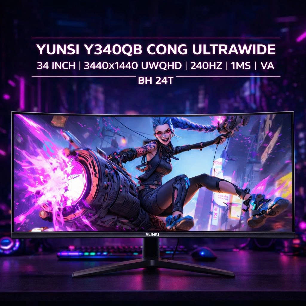 Màn hình cong Yunsi 4K Y340QB 34 in 170hz 240hz 1ms điều chỉnh độ cao - Ultrawide New 34" inch