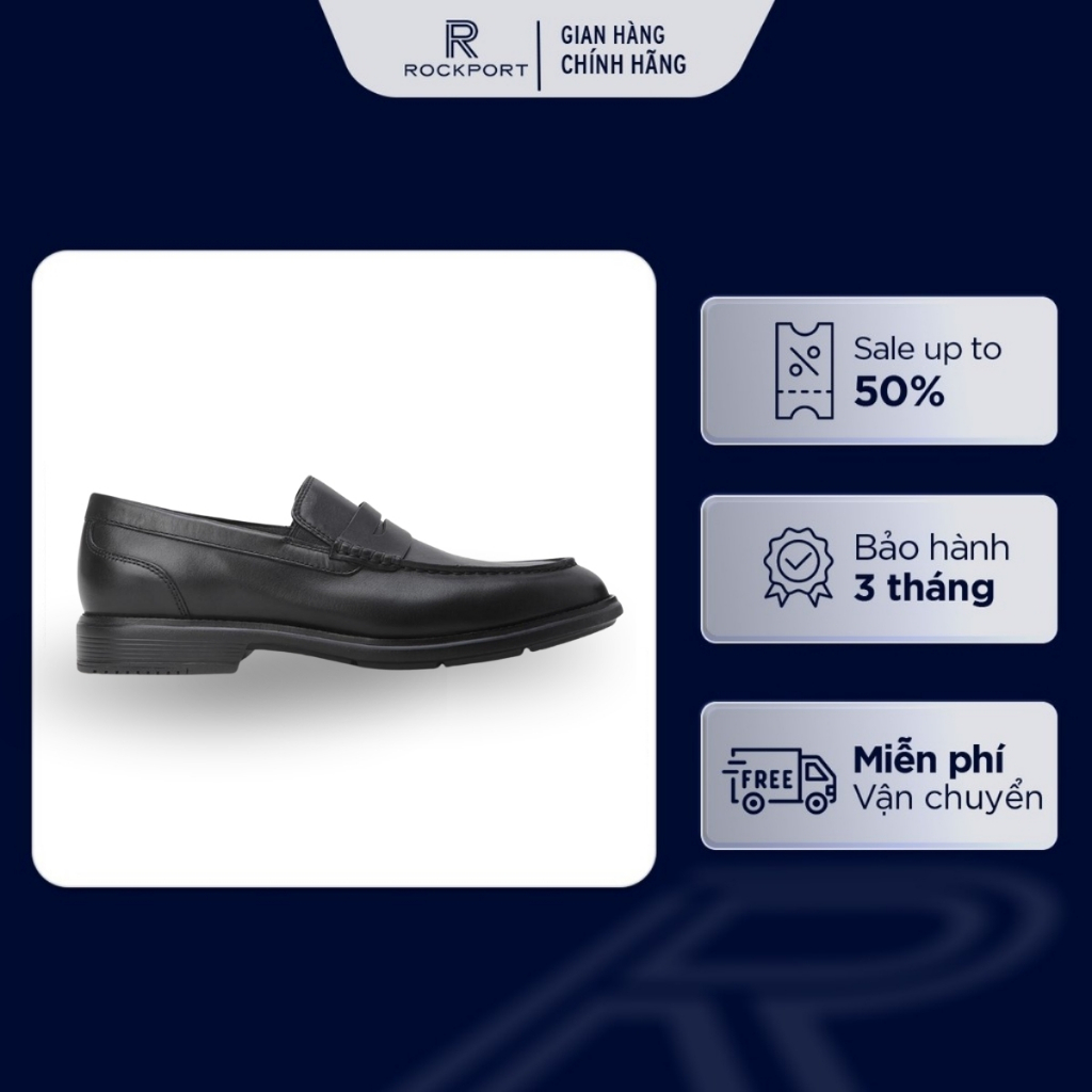 Giày Lười Nam Rockport Liam Penny Loafer LIAM000BLK01 243 | Da Thật Êm Chân, Lịch Lãm