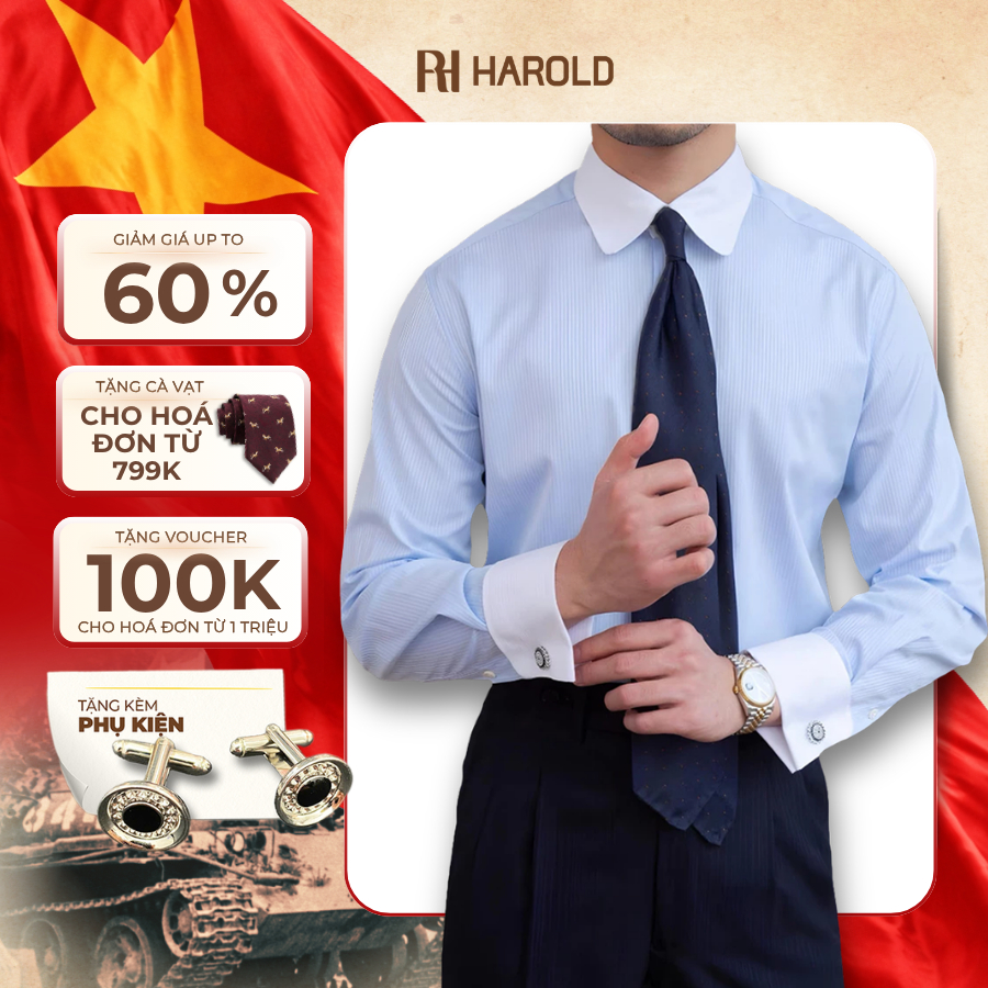 Áo Sơ Mi Nam Tay Dài Cao Cấp Harold Winchester (Tặng Kèm Cufflinks) Chất Liệu Cotton Thoáng Mát, Chố