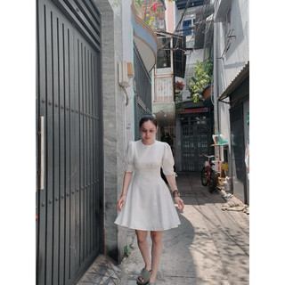 Đầm xoè tay phồng dự tiệc size S eo dưới 65cm ( Hoả tốc HCM )