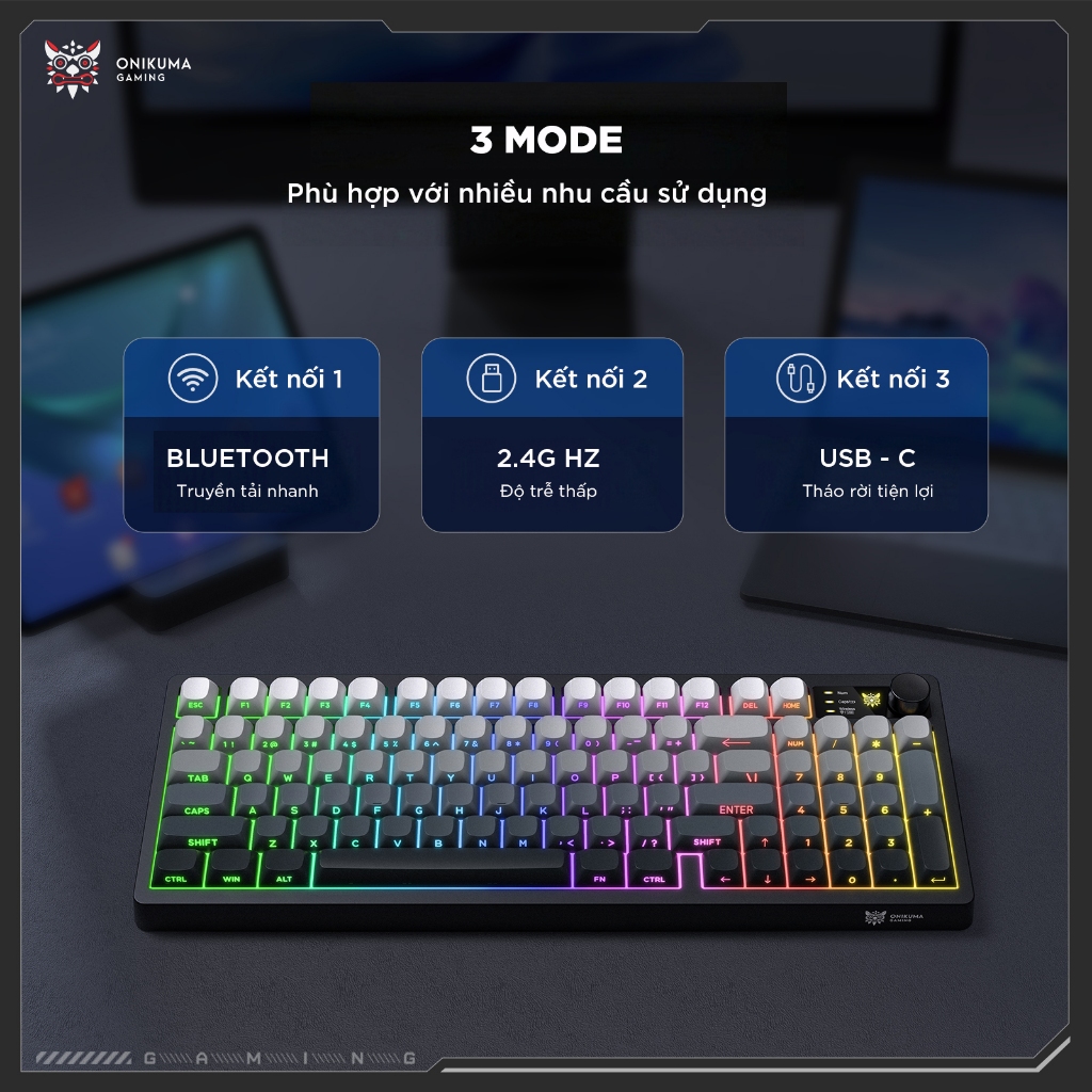 Bàn phím giả cơ Không dây Bluetooth có dây ONIKUMA LED RGB 2000mAh cho máy tính/laptop/IPAD Bàn phím im lặng văn phòng | BigBuy360 - bigbuy360.vn