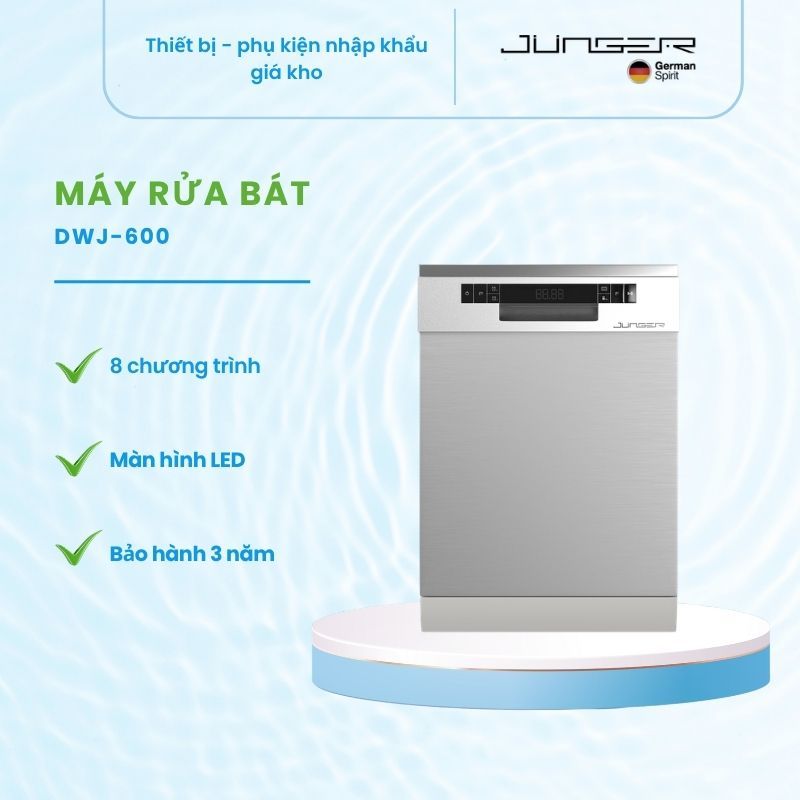 Máy rửa bát đĩa 14 bộ Junger DWJ-600 – Dung Tích Lớn, Sạch Bóng, Khô Thoáng