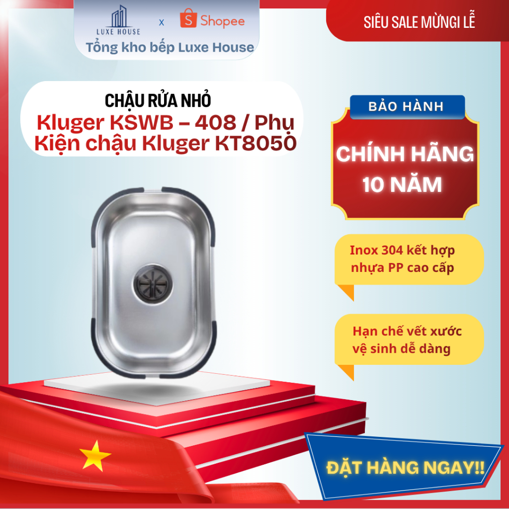 Chậu rửa nhỏ inox Kluger KSWB – 408 / Phụ Kiện chậu Kluger KT8050
