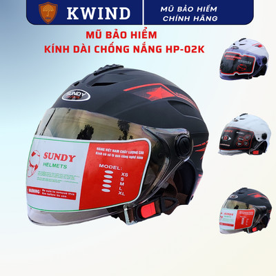 Nón bảo hiểm nửa đầu kính dài chống nắng , an toàn, thể thao, phù hợp nam, nữ, freesize 56-59cm