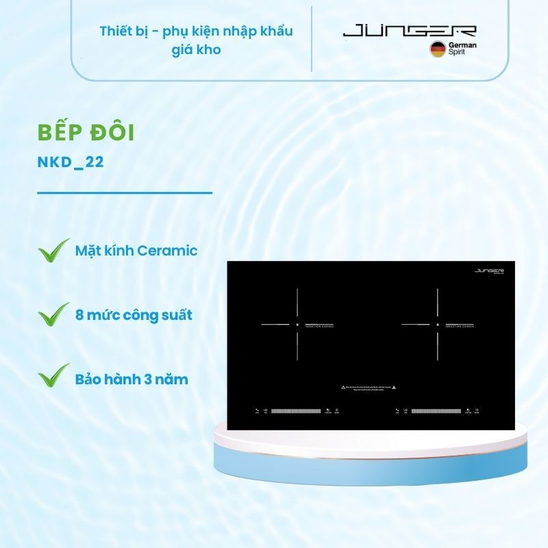Bếp từ đôi Junger NKD-22+ - 2 Vùng Nấu, Inverter Hiệu Quả, Dễ Sử Dụng
