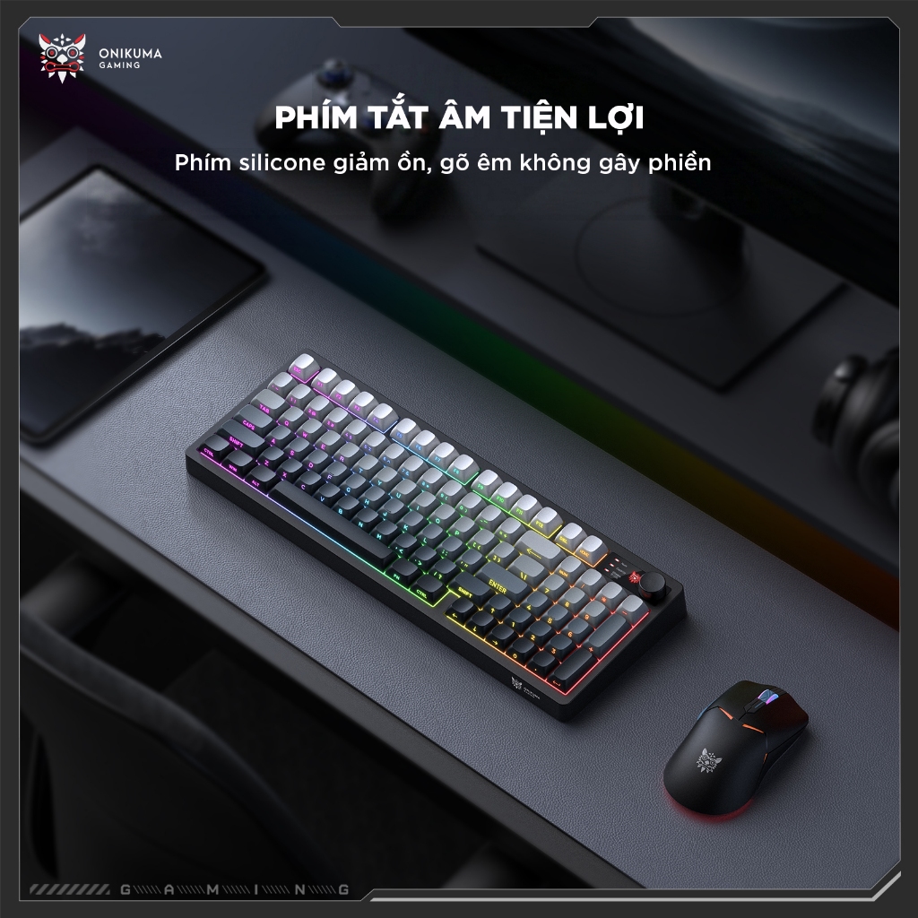 Bàn phím giả cơ Không dây Bluetooth có dây ONIKUMA LED RGB 2000mAh cho máy tính/laptop/IPAD Bàn phím im lặng văn phòng | BigBuy360 - bigbuy360.vn