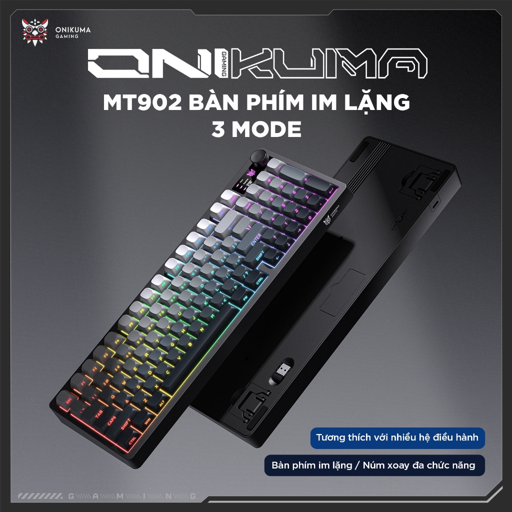 Bàn phím giả cơ Không dây Bluetooth có dây ONIKUMA LED RGB 2000mAh cho máy tính/laptop/IPAD Bàn phím im lặng văn phòng | BigBuy360 - bigbuy360.vn