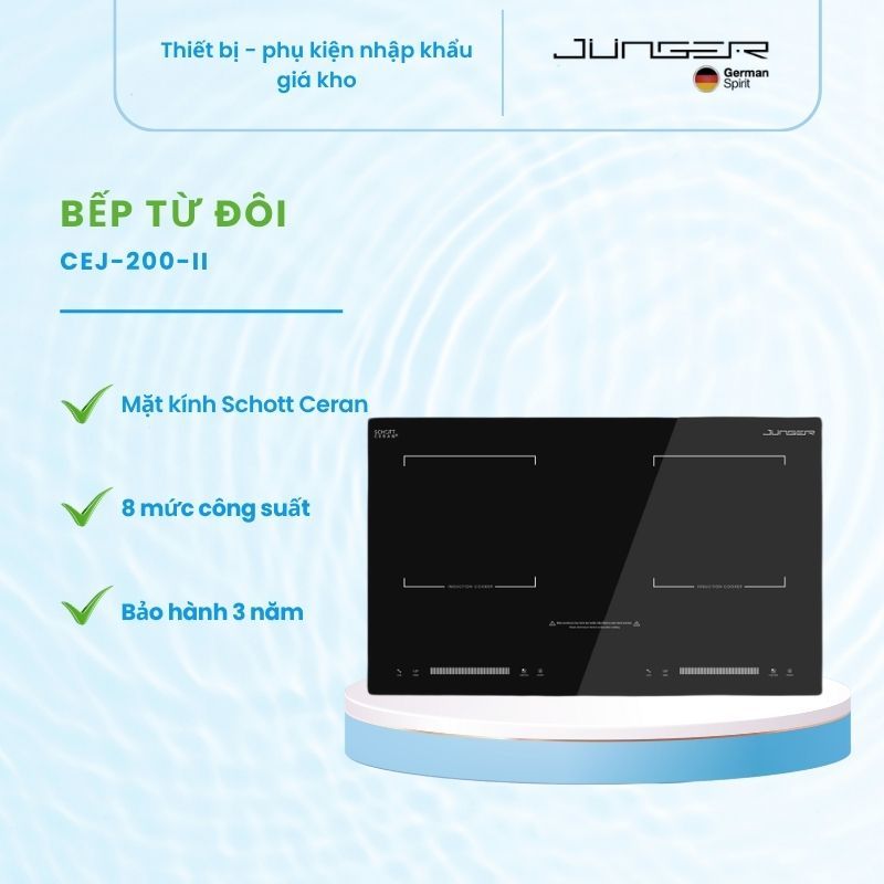 Bếp từ đôi Junger CEJ-200-II - 2 Vùng Nấu, Gia Nhiệt Nhanh, An Toàn