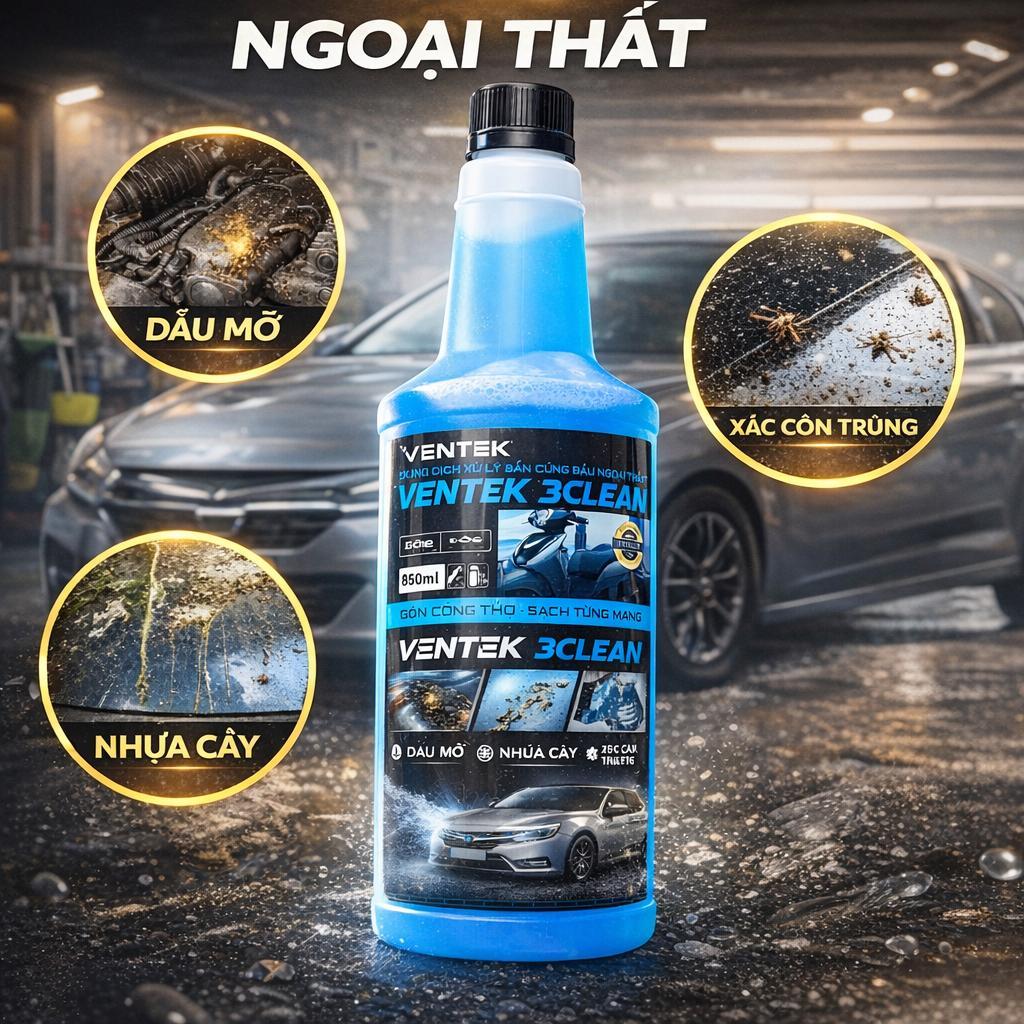 Dung Dịch Tẩy Ngoại Thất Đa Năng | Dầu Mỡ, Nhựa Cây, Xác Côn Trùng Trên Xe – VENTEK 3CLEAN