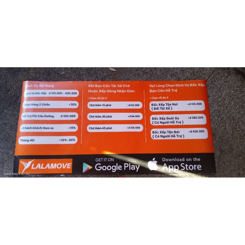 team dán lalamove phí dịch vụ bổ sung