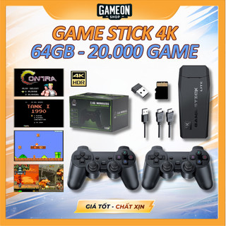 Máy chơi game cầm tay game stick 4k xanh V6 Pro 64GB HDMI, máy chơi game kết nối tivi, điện tử 4 nút PS1