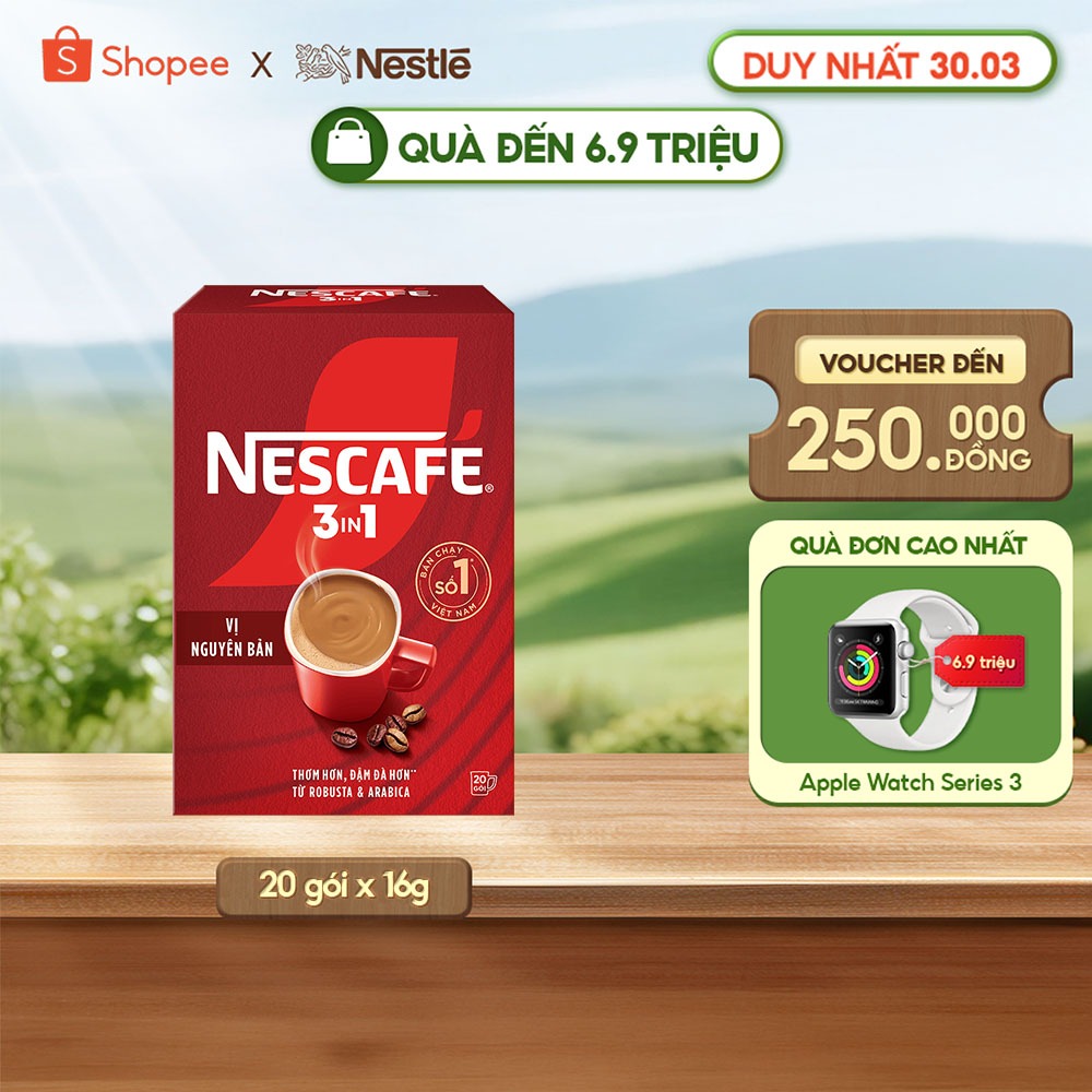 NESCAFE 3IN1 Công thức cải tiến - VỊ NGUYÊN BẢN (Hộp 20 gói x 16g)