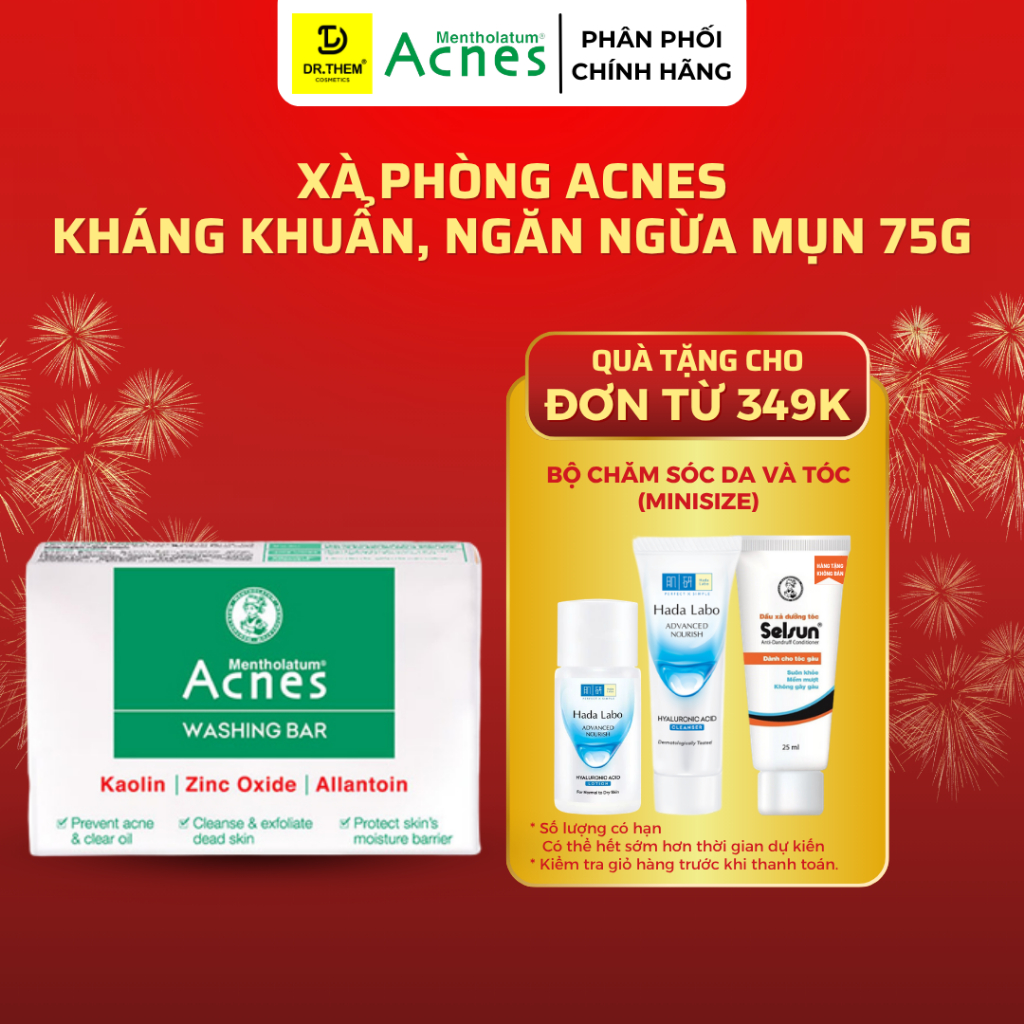 Xà Phòng Tắm Acnes Ngăn Ngừa Mụn Lưng, Cổ, Vai, Ngực Acnes Washing Bar 75g (Xà Bông)- Dr Thêm