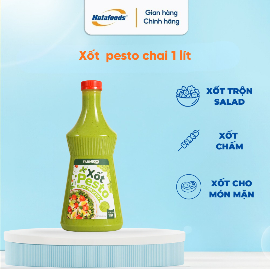 Xốt pesto hiệu FariCook từ Farina - Đậm vị thảo mộc, hương vị hòa quyện, chuẩn Âu, xốt salad, xốt pi