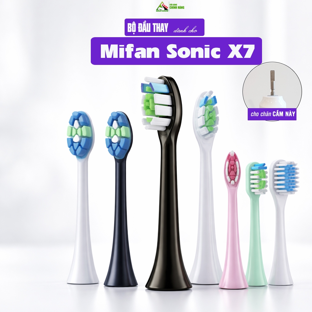 Cho máy Mifan Sonic X7 set 2 đầu bàn chải đánh răng điện thay thế và Giá treo, Hộp đựng Minh House