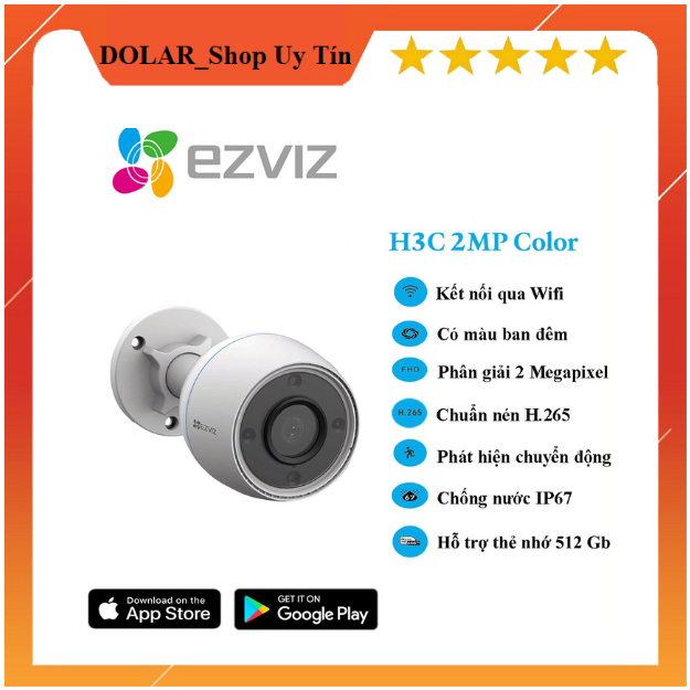 Camera Wifi không dây thông minh Ezviz H3C 2M Color ngoài trời-Sự bảo vệ đáng tin cậy với tầm nhìn s