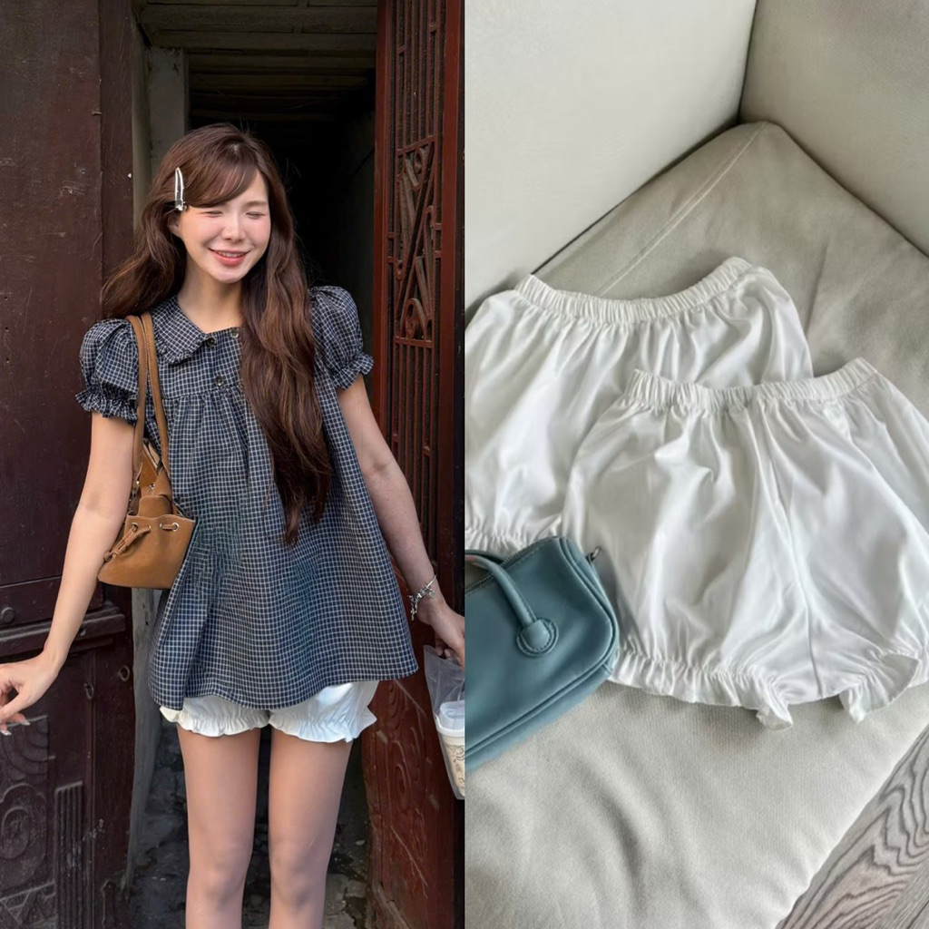 Quần short bí nhún cạp chun Nữ the.sweaterweather TSW