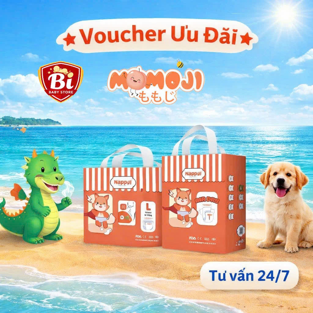 Tã bỉm Momoji Air Dry mỏng mềm mại, chống tràn, an toàn, siêu thấm NB/S/M/L/XL/XXL/XXXL