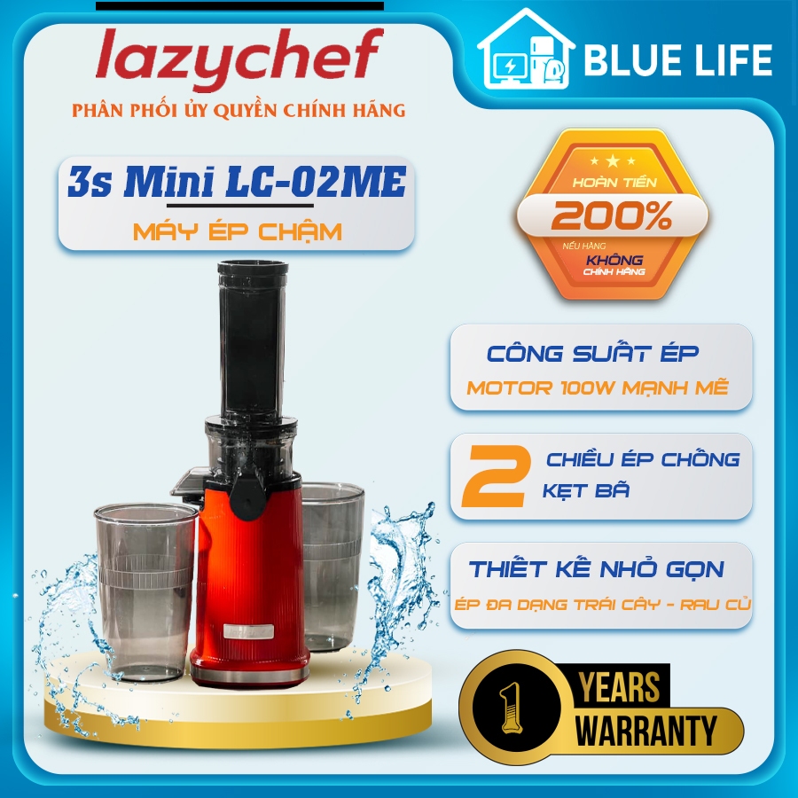 Máy Ép Chậm Lazychef Mini 3S LC-02ME, Ép Trái Cây - Tháo Lắp 3s, Công Suất 100w, Hàng Chính Hãng